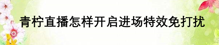 青柠直播怎样开启进场特效免打扰