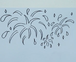 儿童简笔画——和爸爸妈妈一起看烟花 好幸福哦