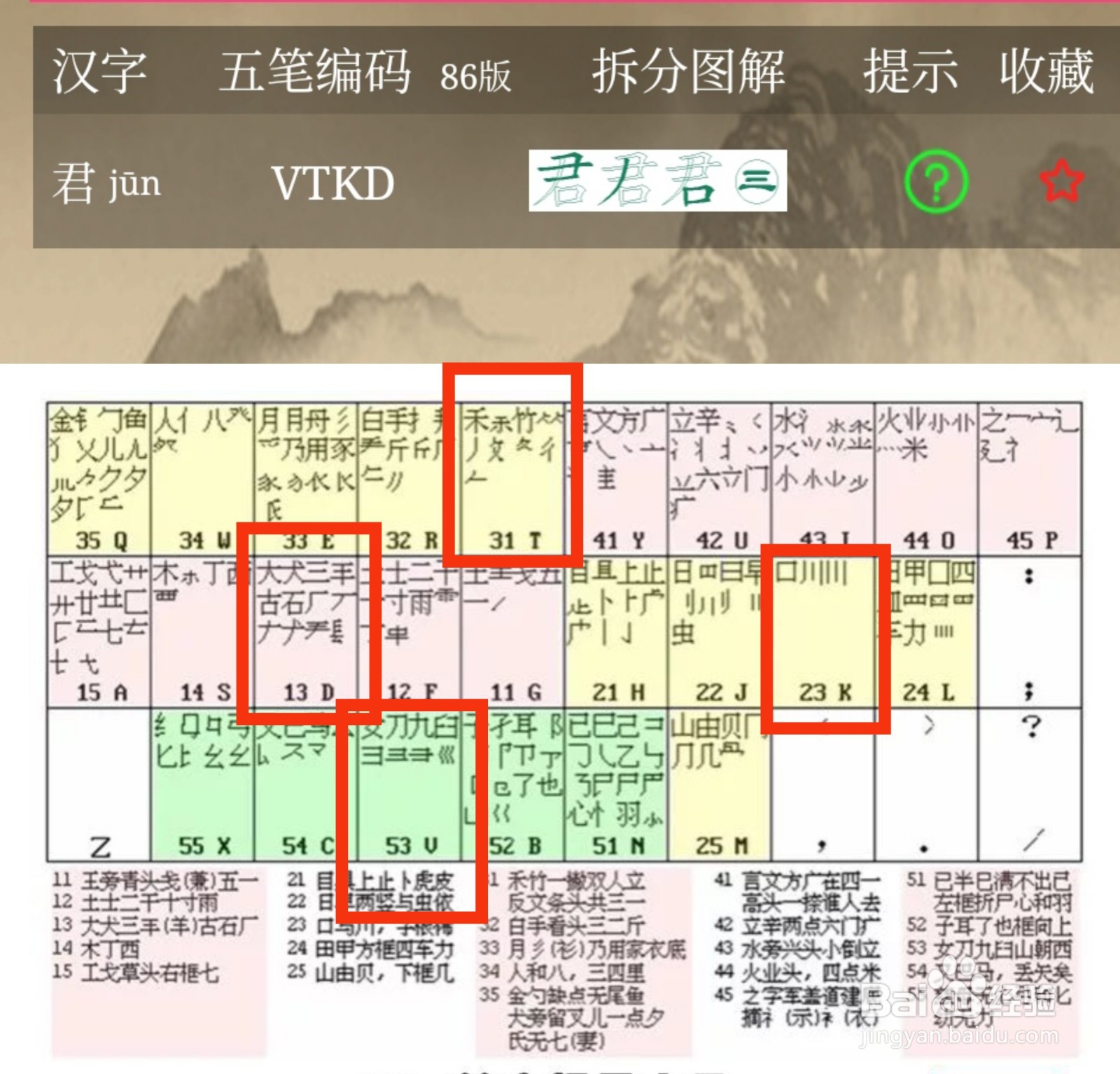 君五笔怎么打
