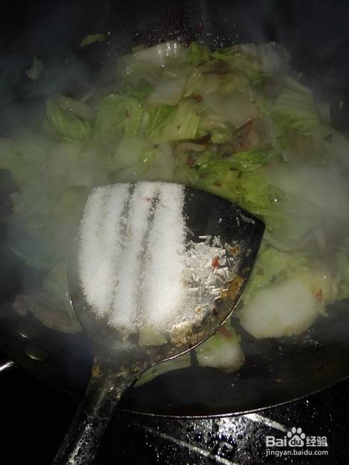 韭菜花肉片烧白菜