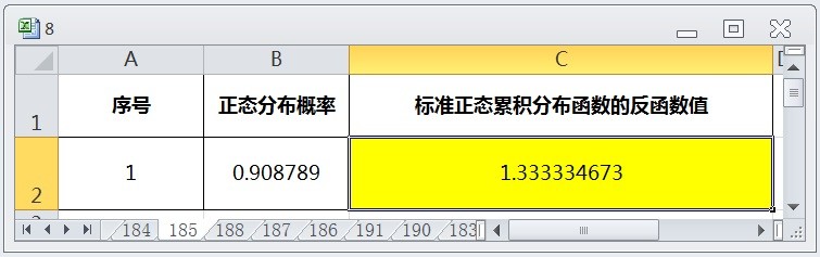 EXCEL返回标准正态累积分布函数的反函数值