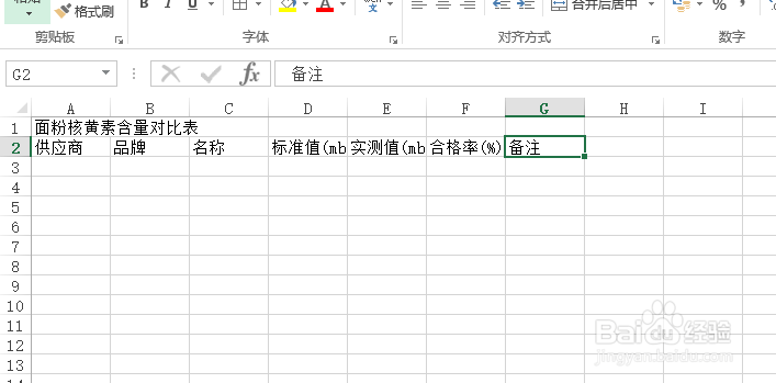 使用Excel怎样创建面粉核黄素含量对比表?
