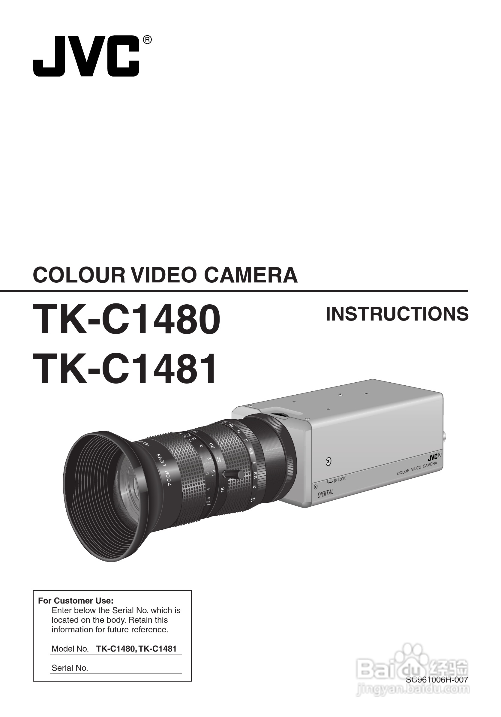 JVC TK-C1480/TK-C1481/COLOUR VIDEO CAMERA摄像机说:[1]