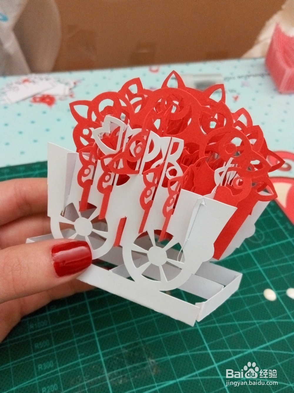 DIY纸雕 立体花车