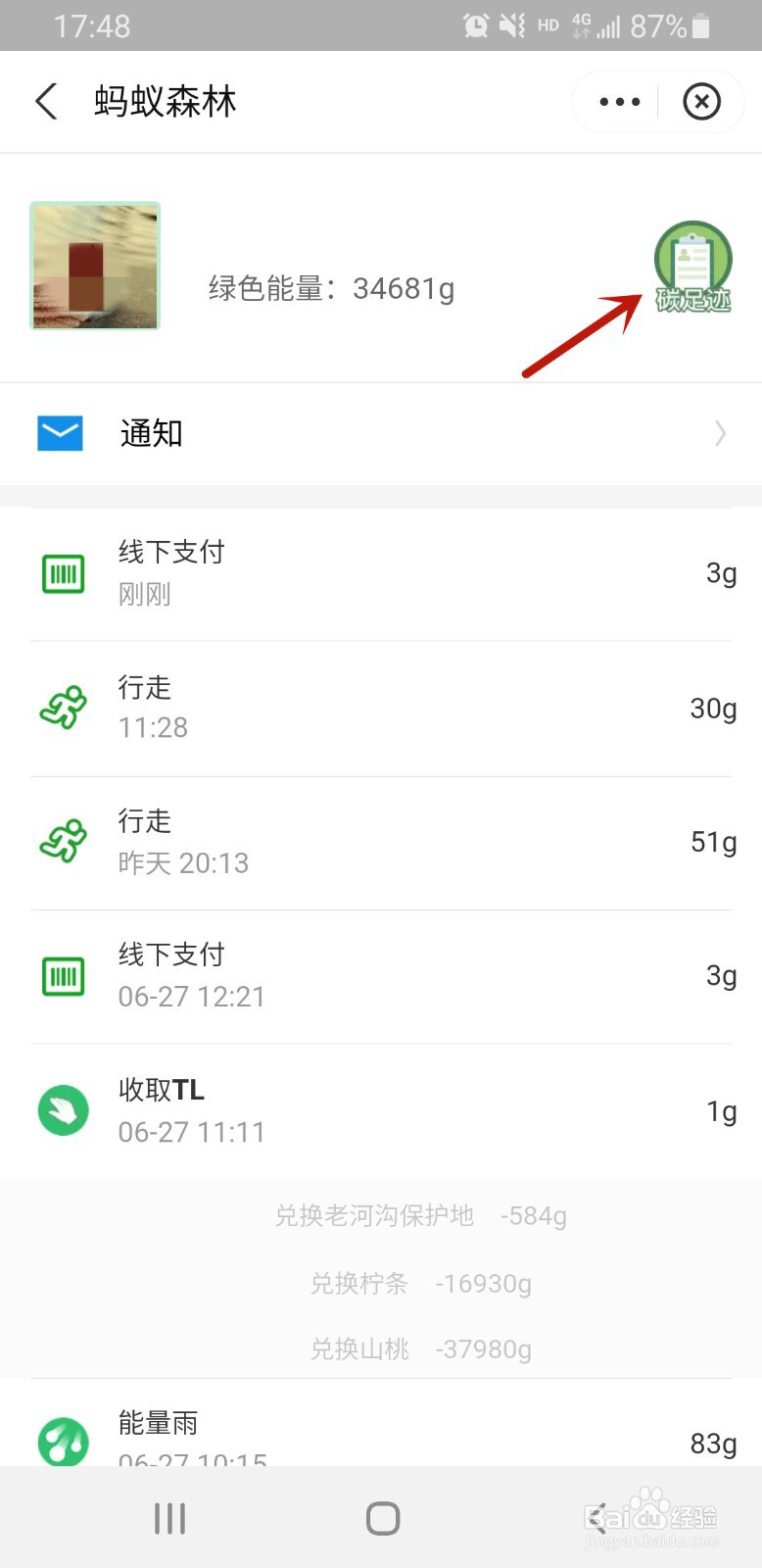 支付宝的蚂蚁森林如何查看碳足迹