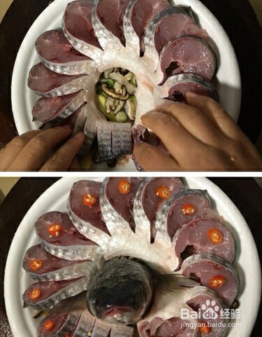 年夜饭:孔雀开屏鱼。