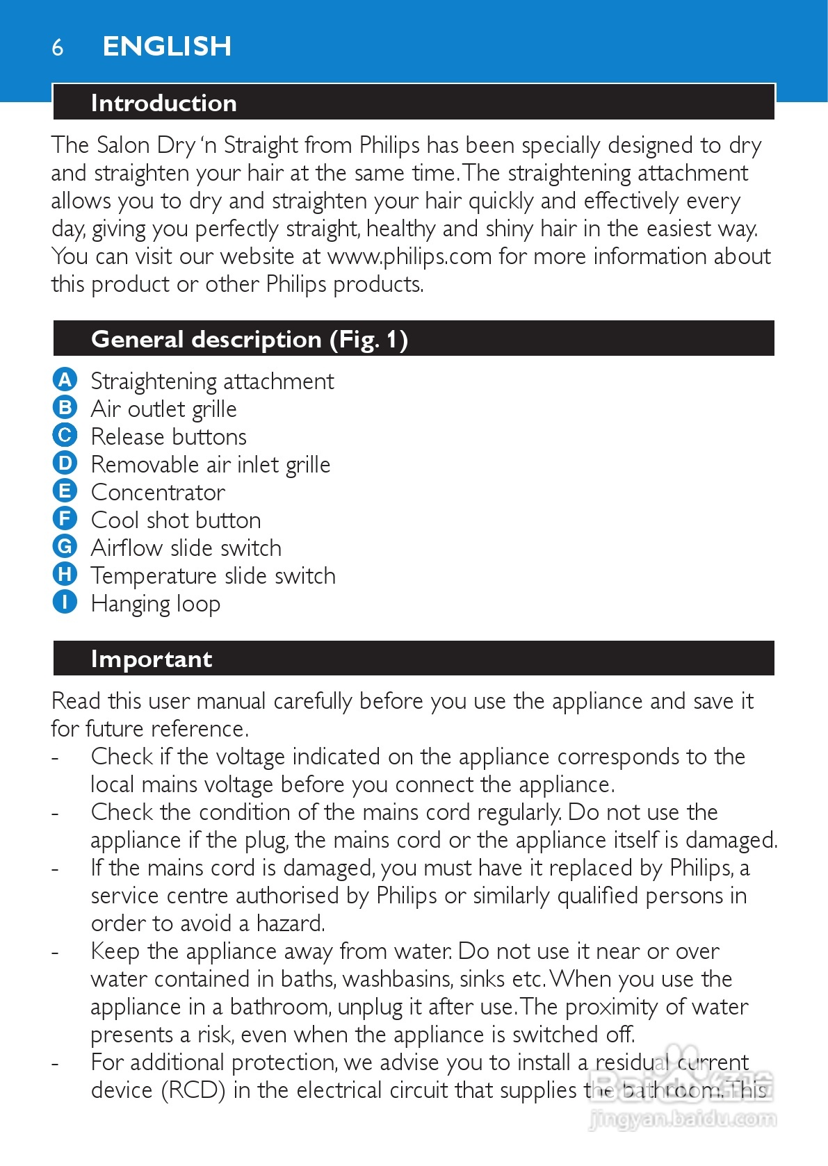 philips HP4867电吹风说明书:[1]