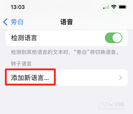 在哪添加iphone旁白新语言