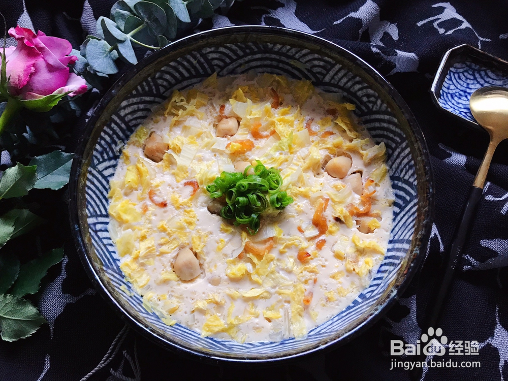 好吃到哭的金钩海米仙贝丁娃娃菜鸭蛋羹