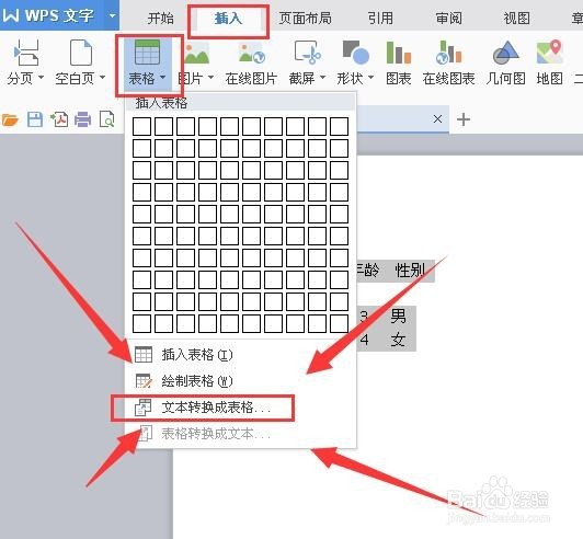 在word中如何将文字转换成表格