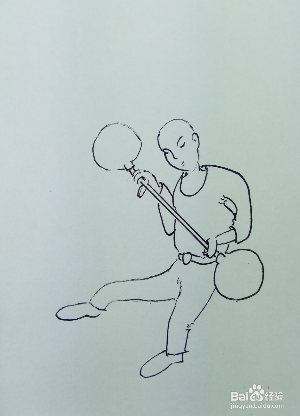 怎样画简笔画“玩铁锤的小和尚”