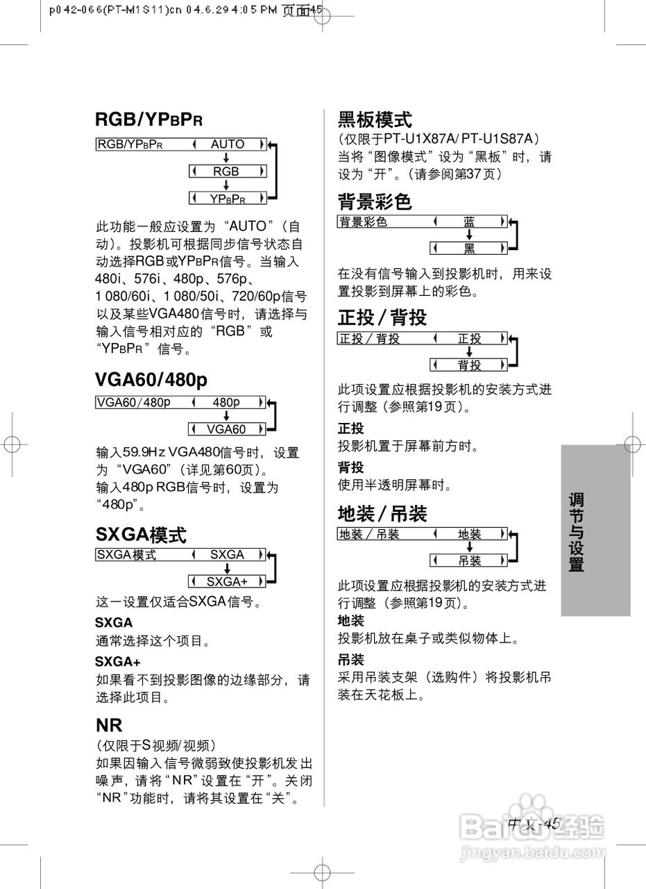 奥图玛投影机PT-U1X87A型说明书:[5]
