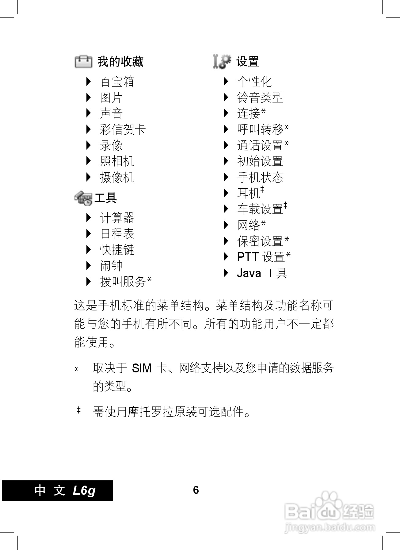 摩托罗拉L6G手机使用说明书:[1]