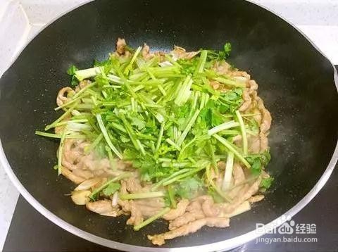 美味香菜炒肉丝