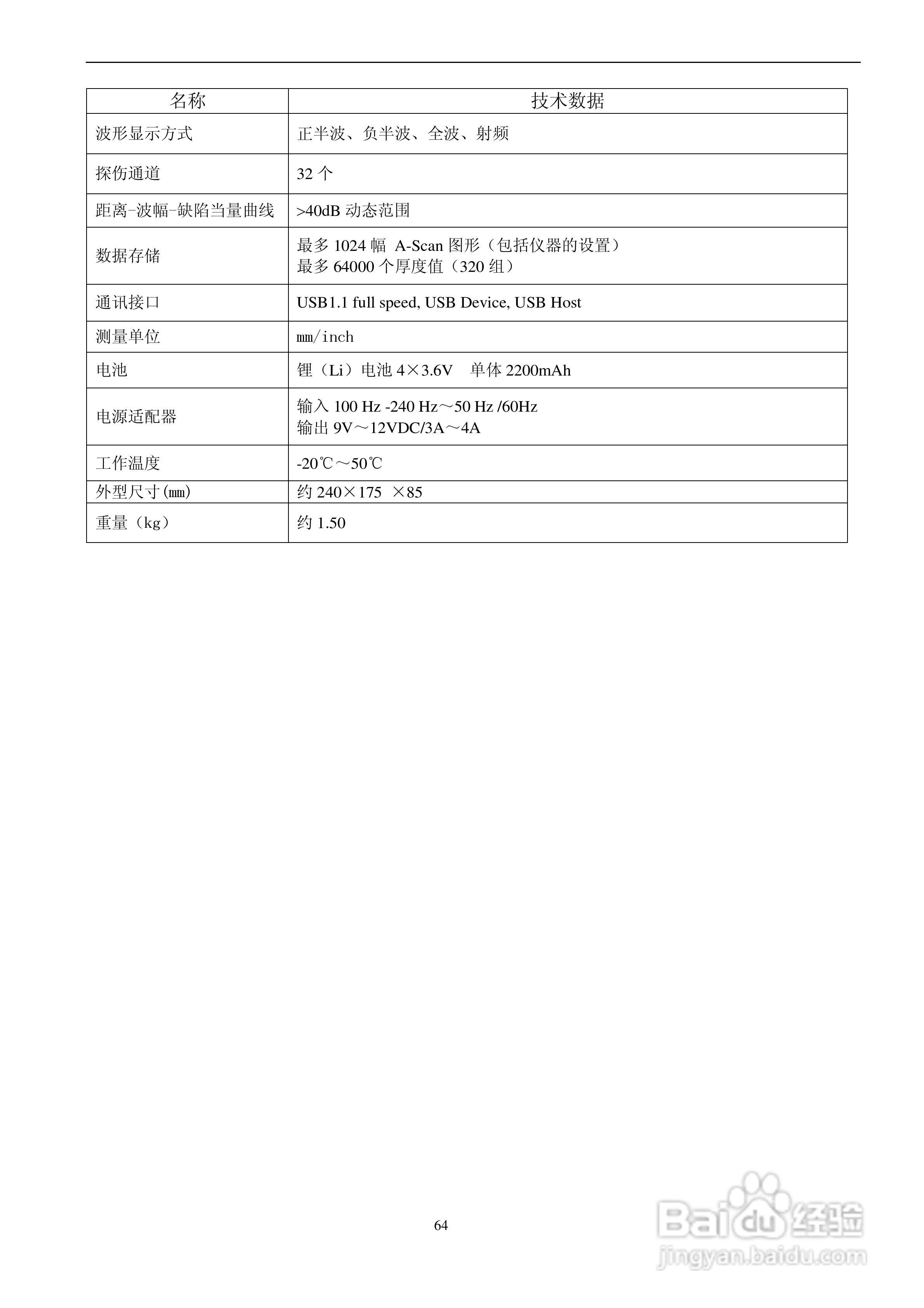 北京时代TUD310超声波探伤仪说明书:[7]