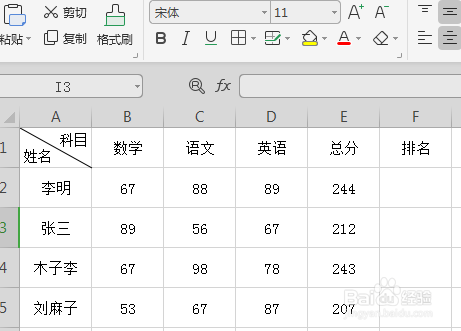 WPS表格如何进行成绩排名