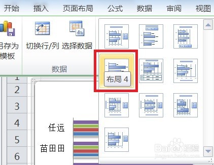EXCEL怎么让簇状条形图的图表布局显示布局4效果