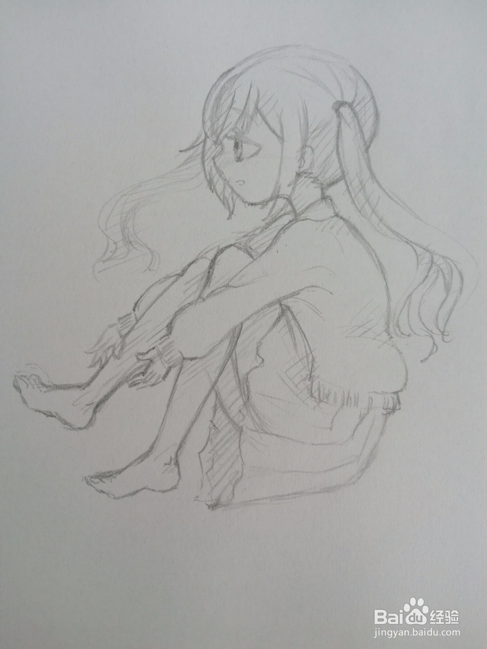 坐着的漫画人物线稿手绘自学教程