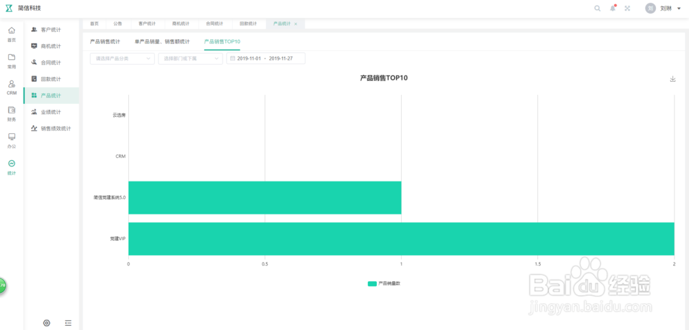 简信CRM系统产品统计功能基本操作