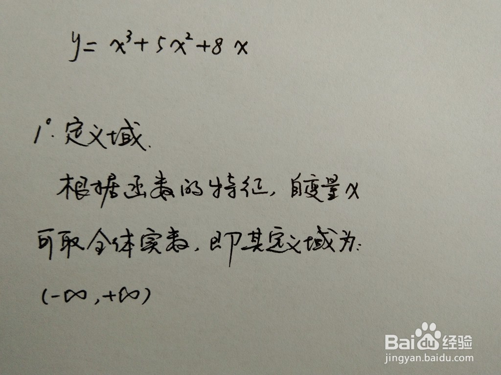 怎么画函数y=x^3+5x^2+8x的图像？