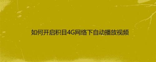 如何开启积目4G网络下自动播放视频