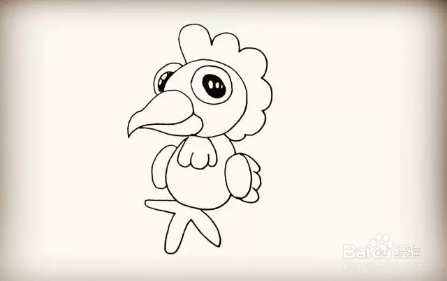 简笔画画可爱公鸡