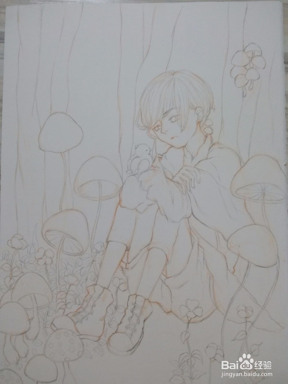 《蘑菇少年》水彩插画人物上色教程