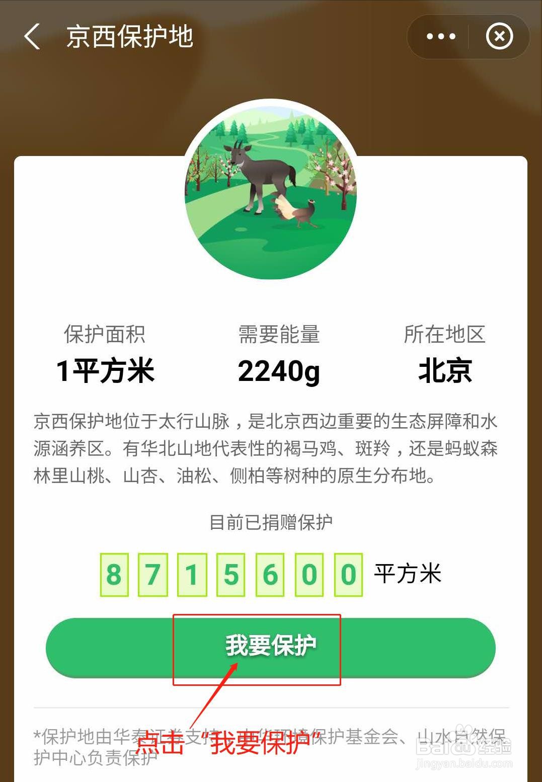 支付宝蚂蚁森林如何申请保护京西保护地