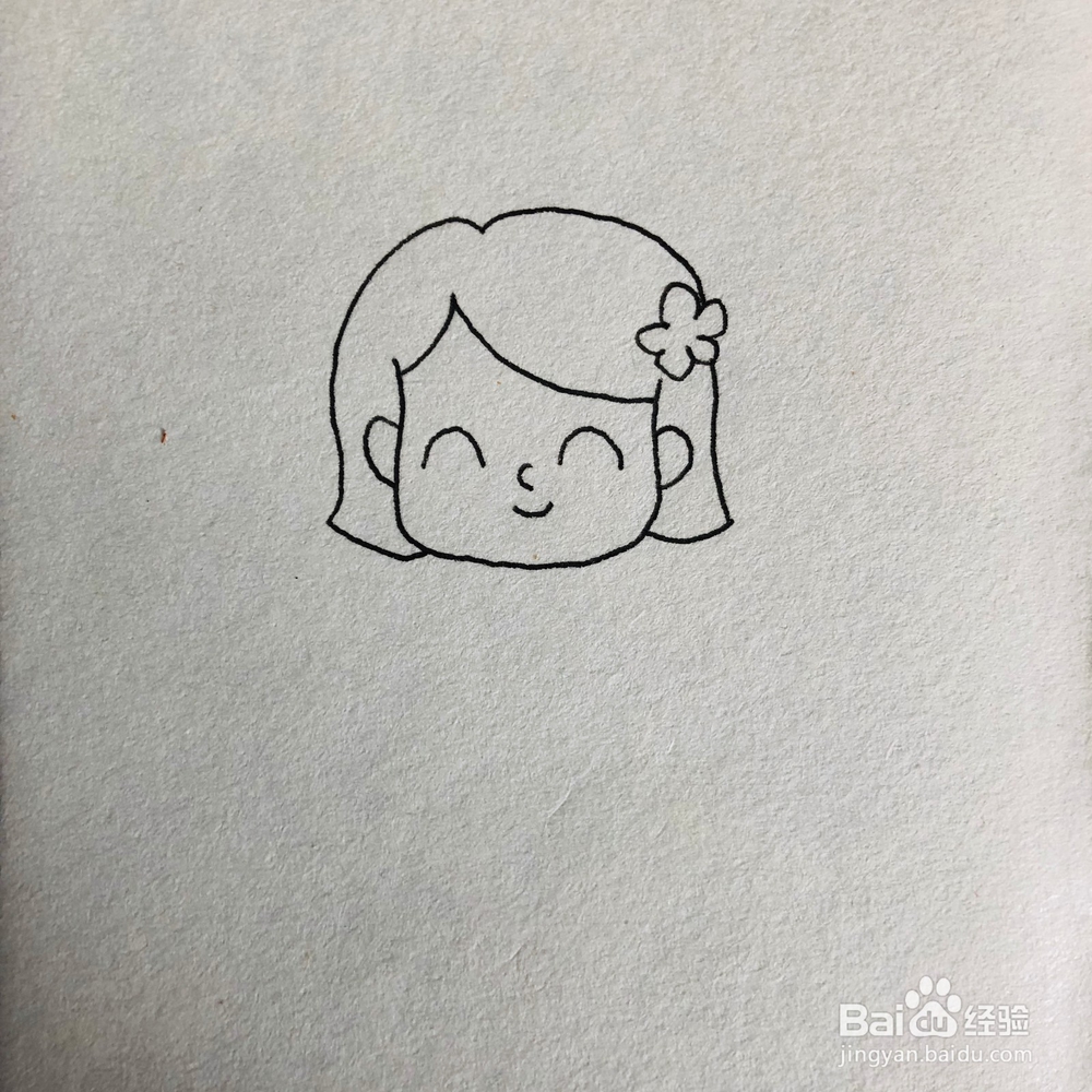三八妇女节,女人拿花卡通简笔画绘画方法