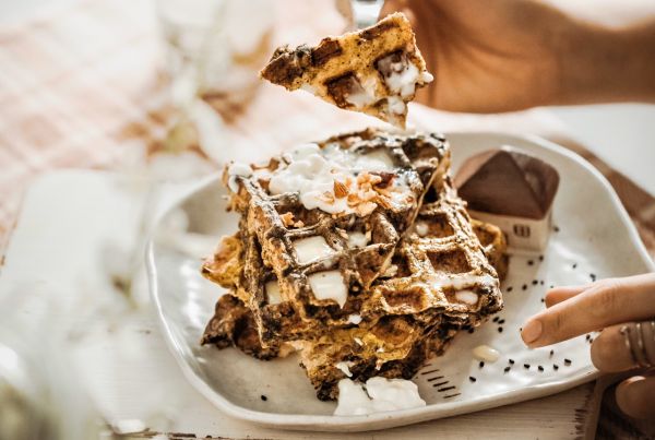黑芝麻花生吐司版华夫饼