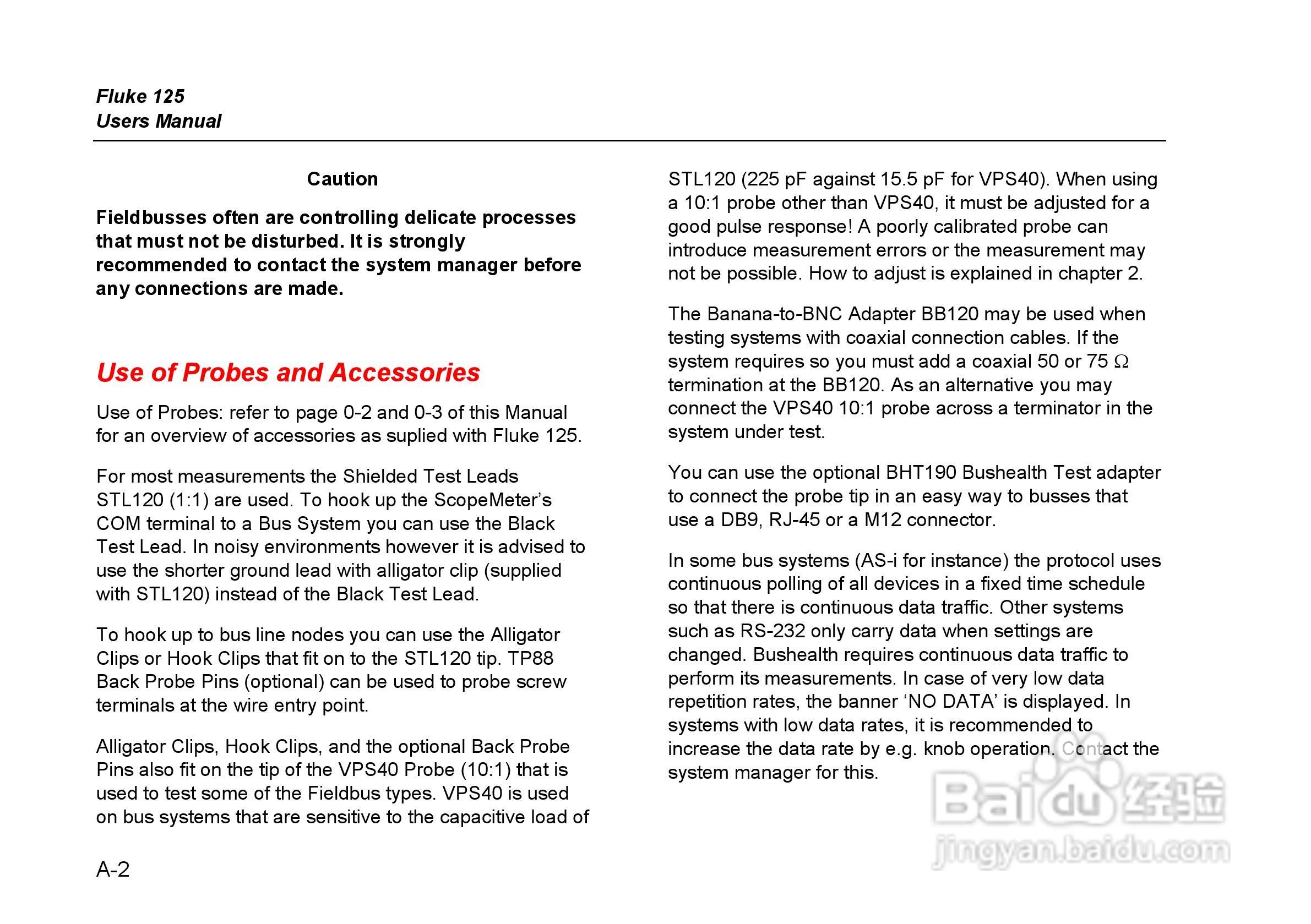 福禄克Fluke 125示波表使用说明书:[12]