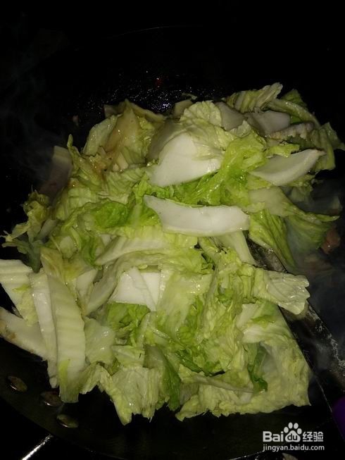 韭菜花肉片烧白菜