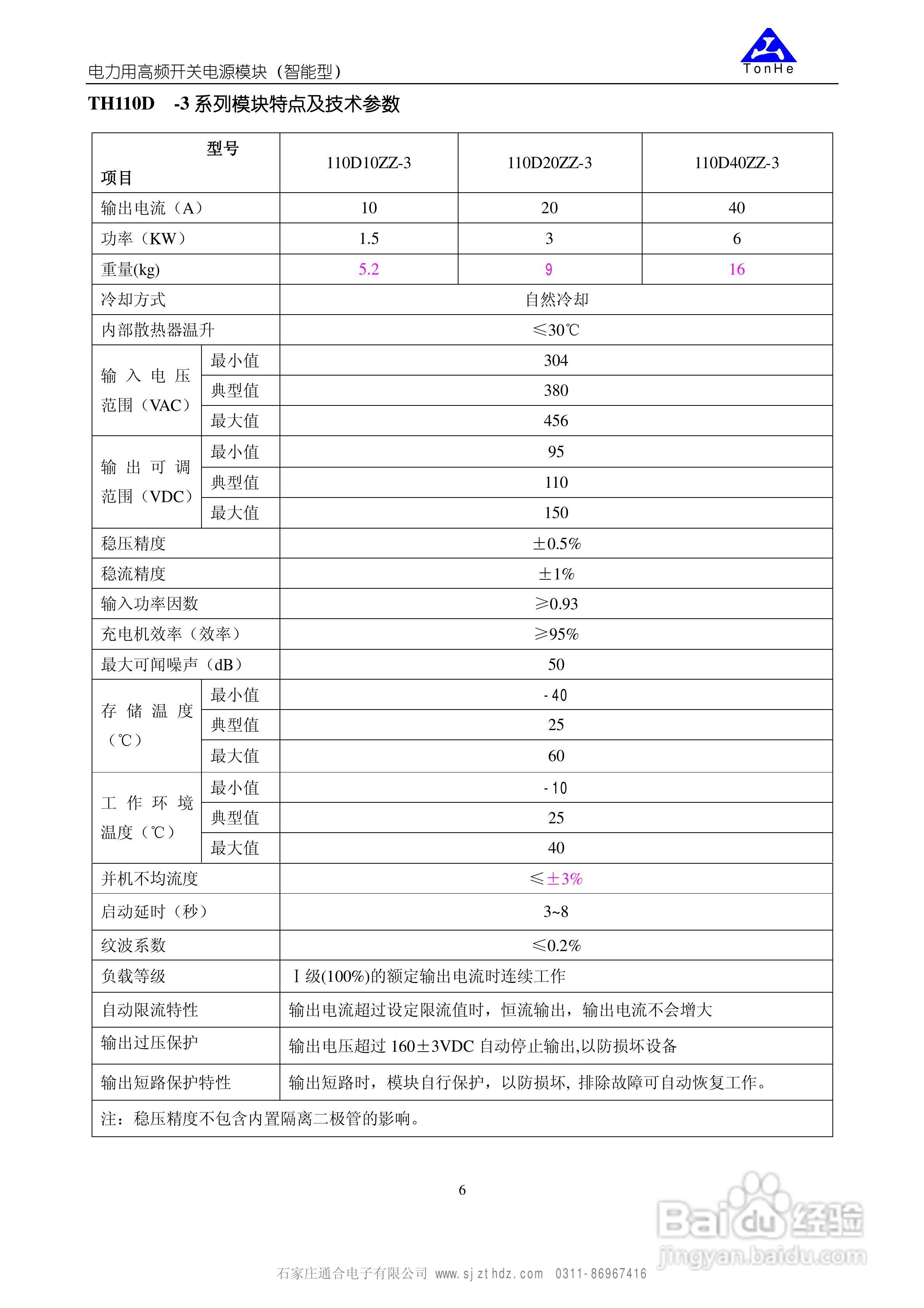 TH110D40ZZ-3电力高频开关电源模块使用说明书:[1]
