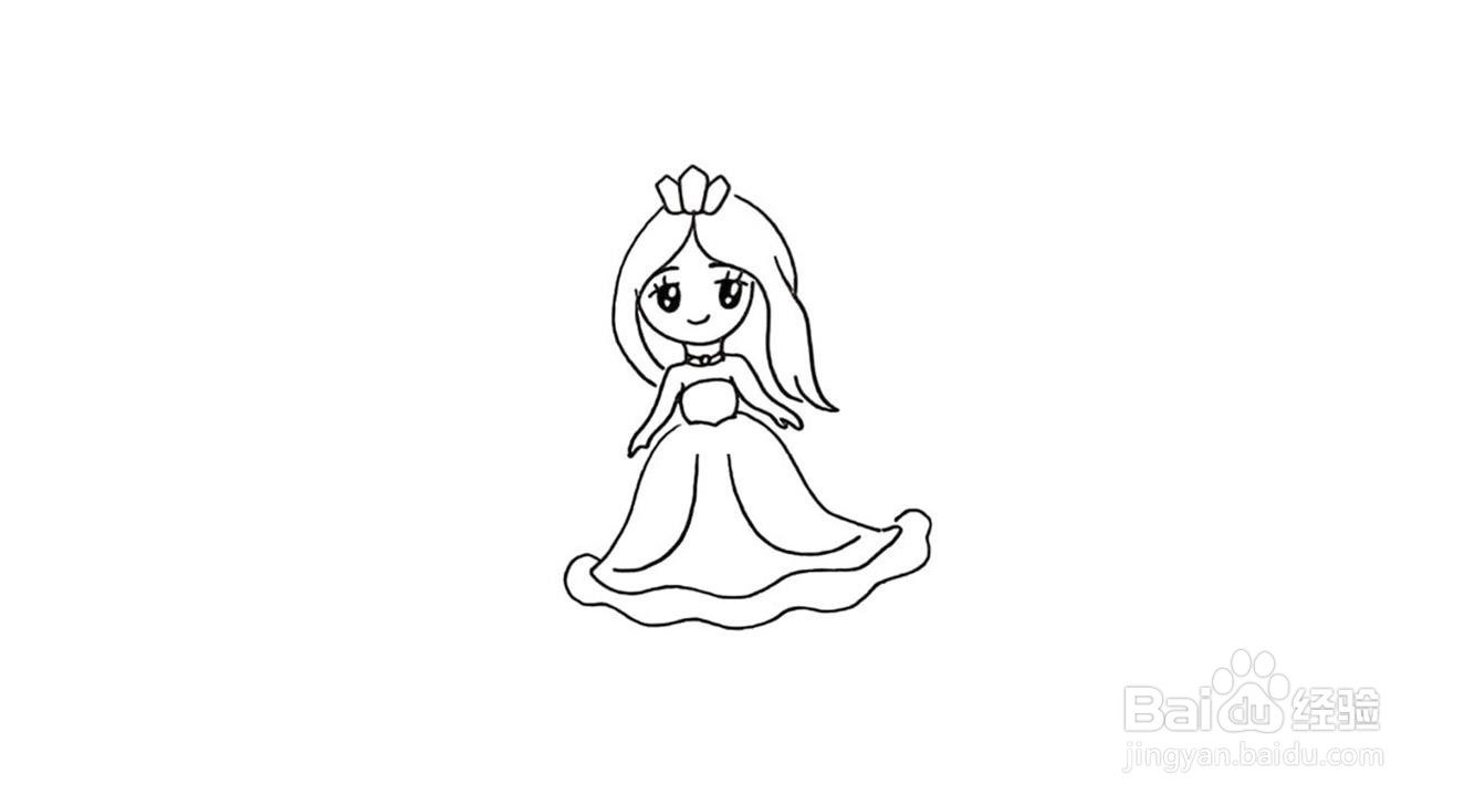 漂亮小公主简笔画步骤分解