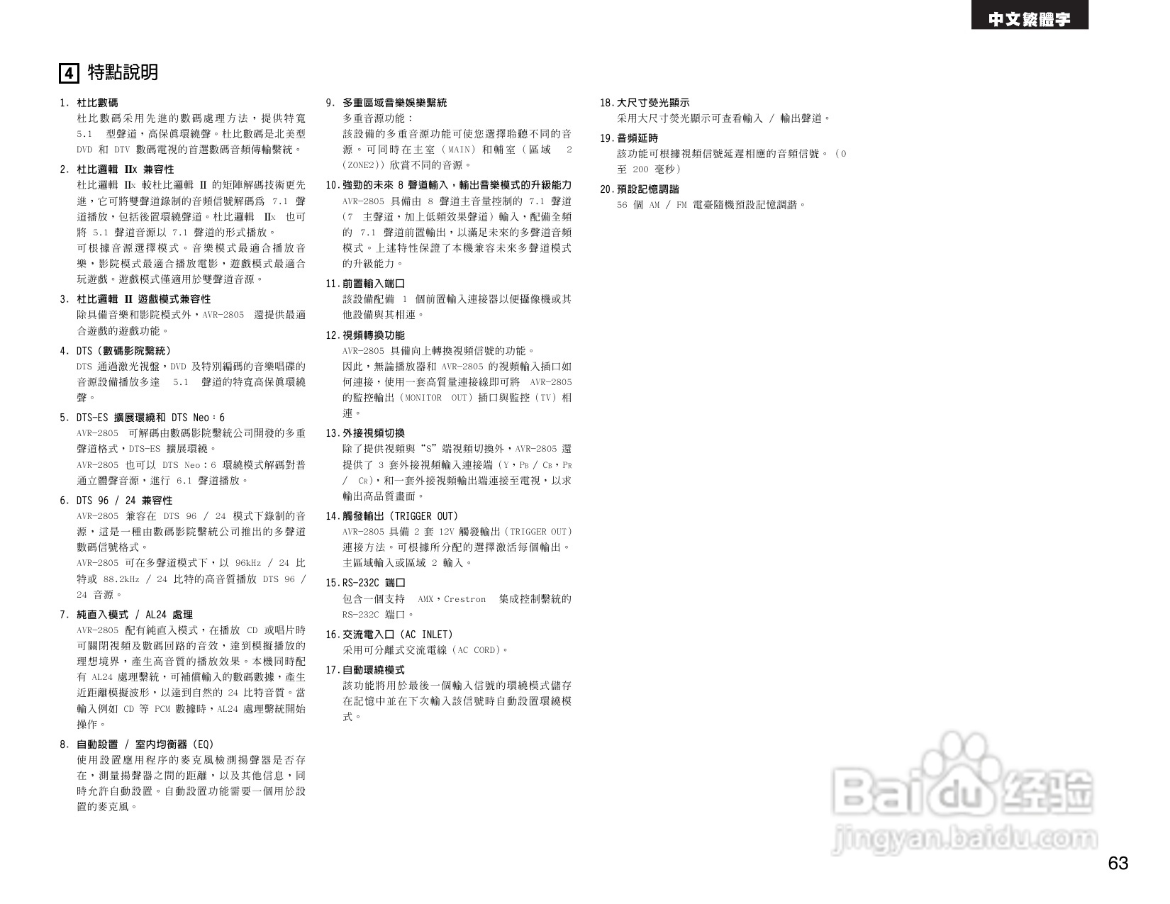 DENON AVR-2805收音环绕扩音机操作说明书:[4]