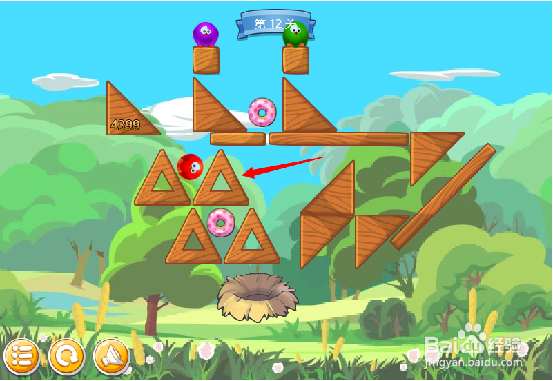 小游戏泡泡鸟历险记第12关