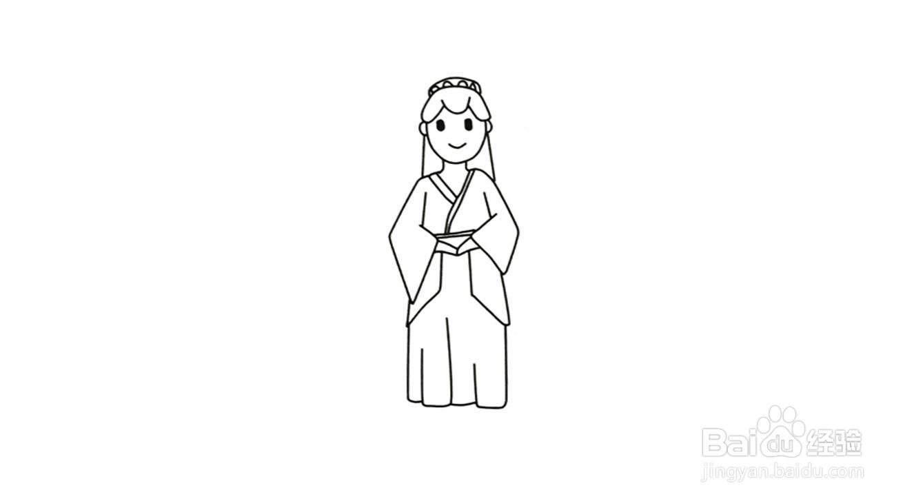 古装美女简笔画画法步骤分解