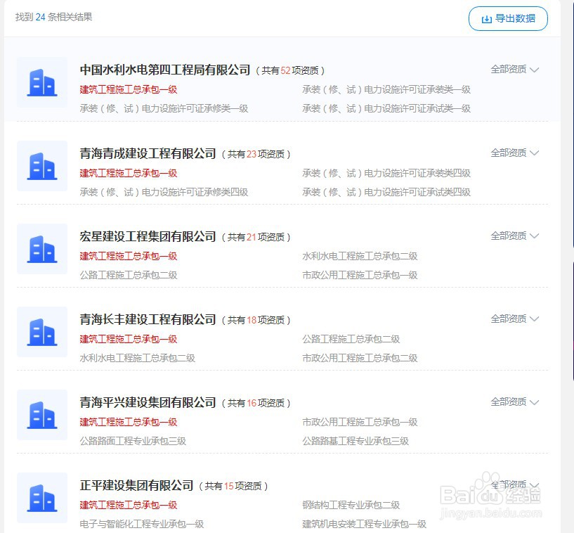青海建筑企业资质施工总承包一级的数量有多少？