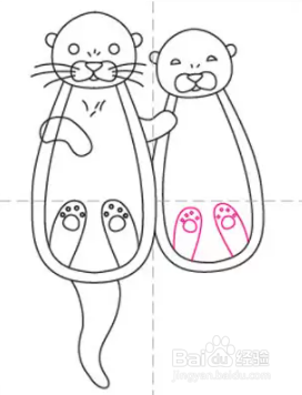 如何画一对水獭