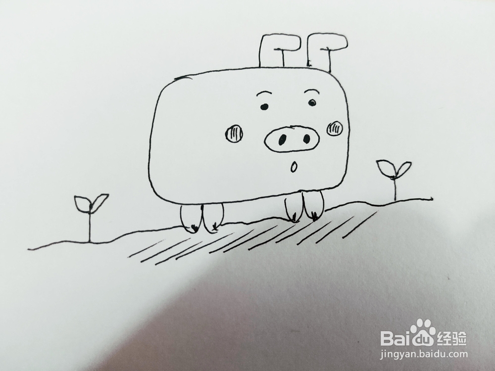 怎么用长方形画一只可爱的二师兄