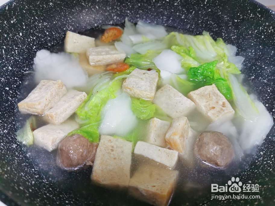 宝宝也爱吃的白菜丸子冻豆腐汤