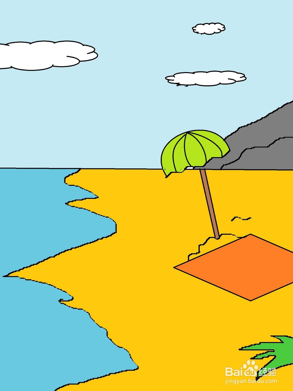 怎样简单画海滩风景画