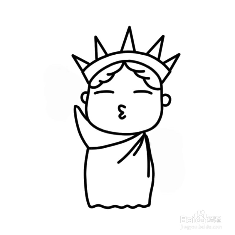 简笔画-如何画Q版自由女神像的简笔画