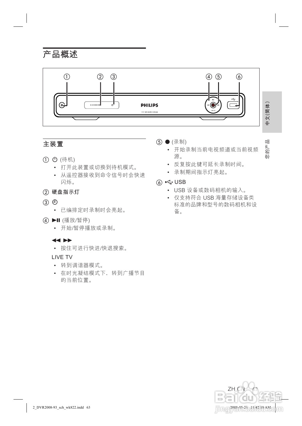 飞利浦DVR2008/93 DVD硬盘录像机使用说明书:[1]