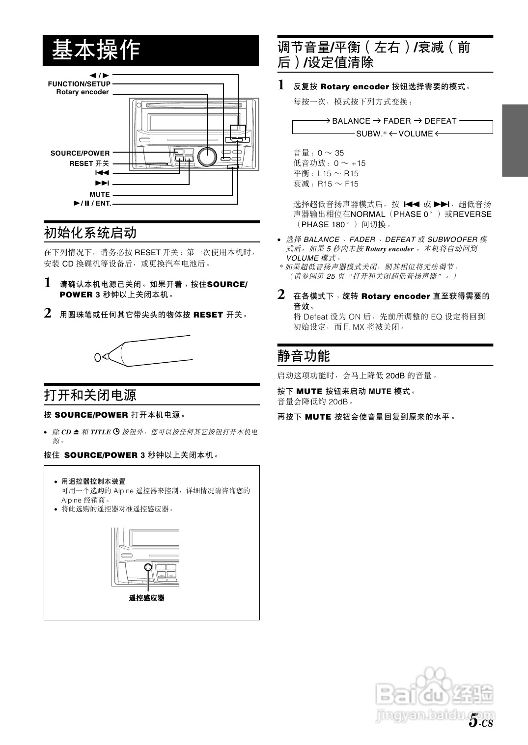 阿尔派CDA-W925E型接收机说明书:[1]