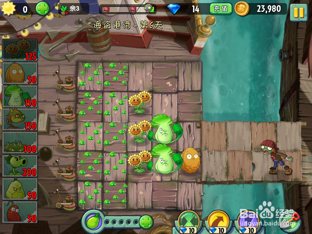 植物大战僵尸2 海盗港湾 第六天 三星攻略