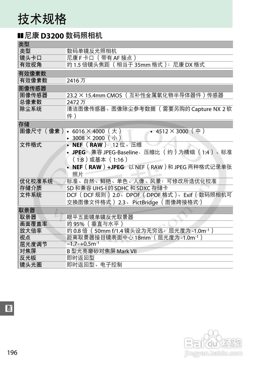 尼康NIKON D3200数码相机使用说明书:[22]