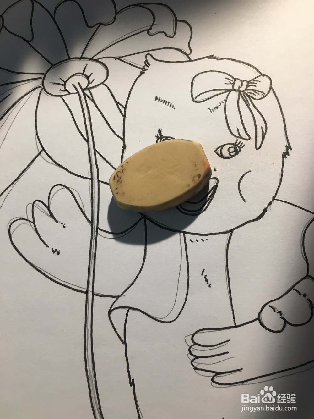 画一只拿着花当伞的鸭子 鸭子的简笔画 彩色涂鸦