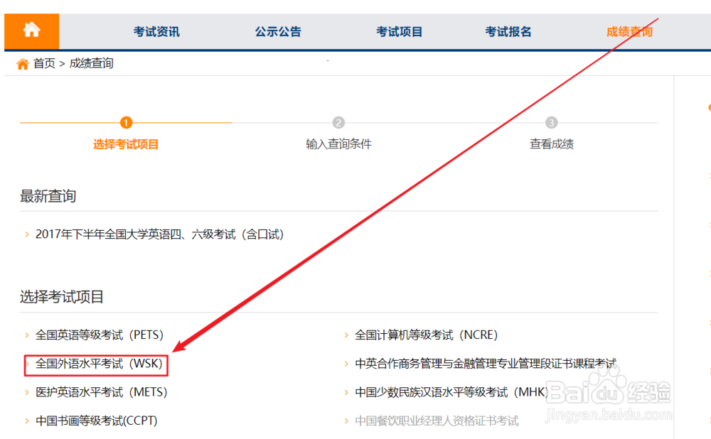 怎么查询全国外语水平考试(WSK)成绩
