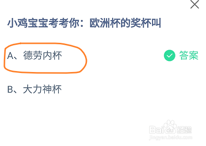 蚂蚁庄园欧洲杯的奖杯叫